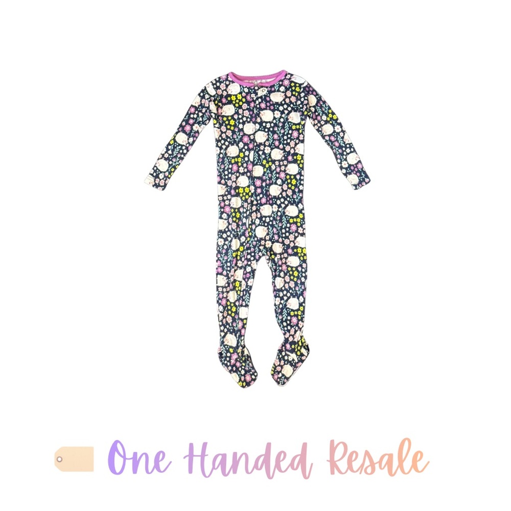 🐑 Carters Kids Navy Floral Sheep Lamb Footie Pajamas Footed Sleeper Girls 18M